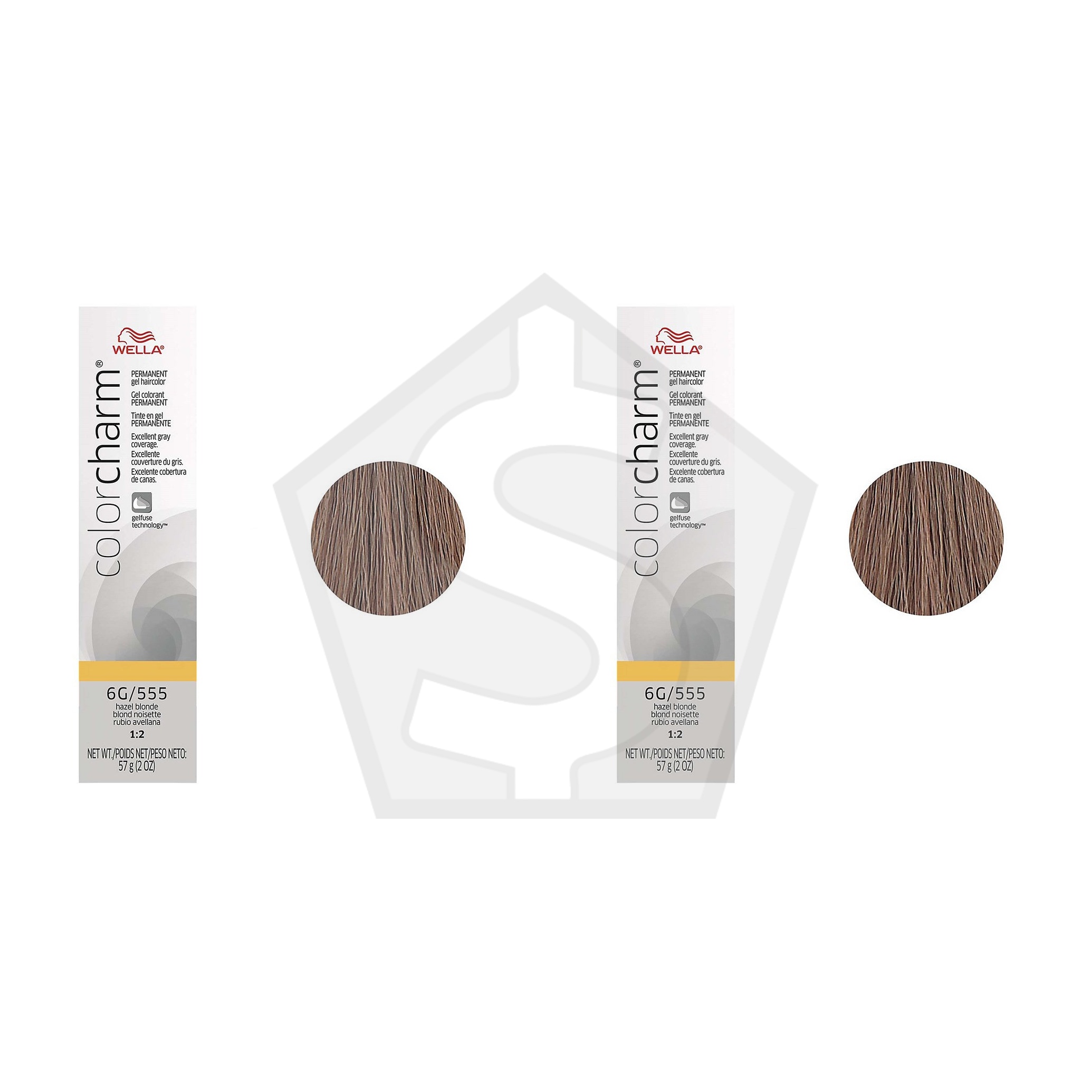 WELLA Color Charm Permanent Hair Color Gel Tube - 6G/555 Hazel Blonde - Pack of 2
