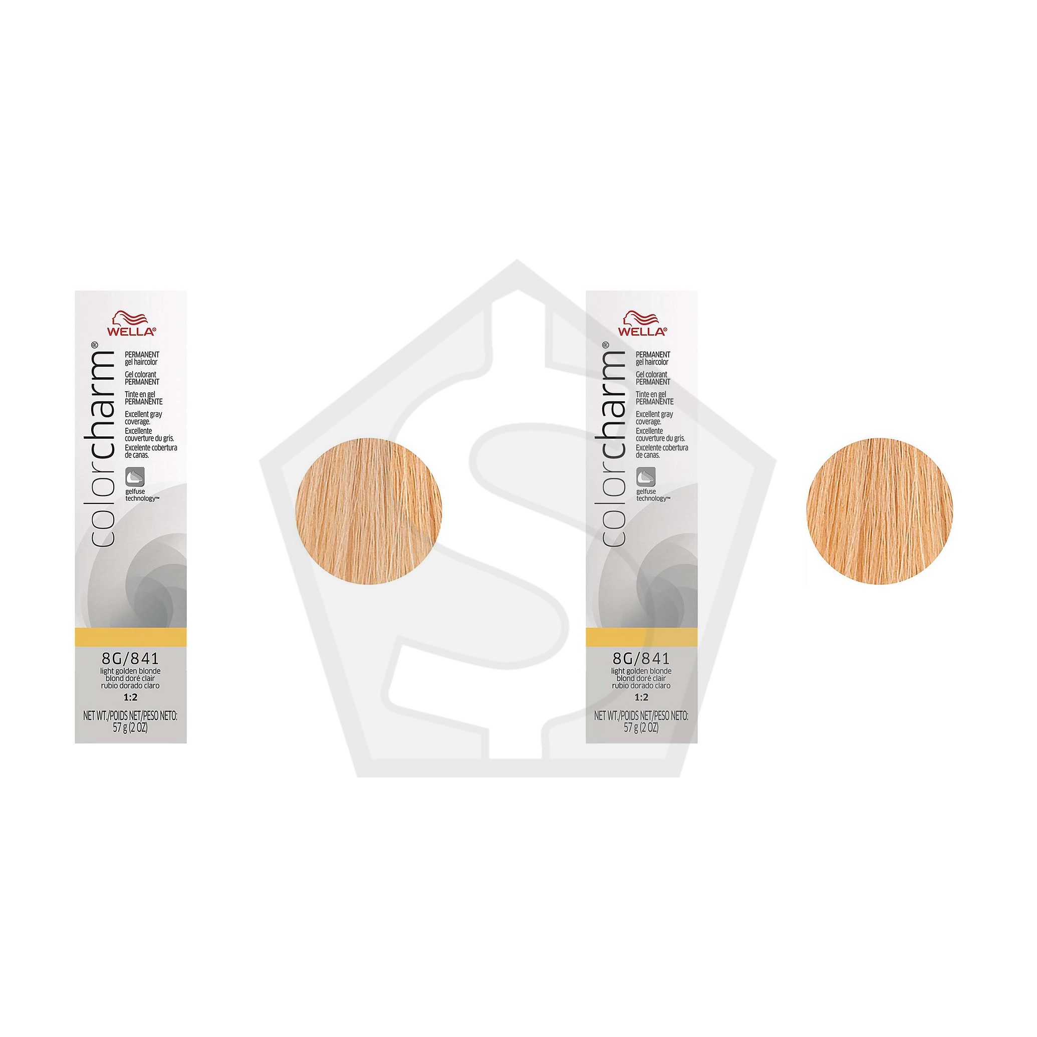 WELLA Color Charm Permanent Hair Color Gel Tube - 8G/841 Light Golden Blonde - Pack of 2