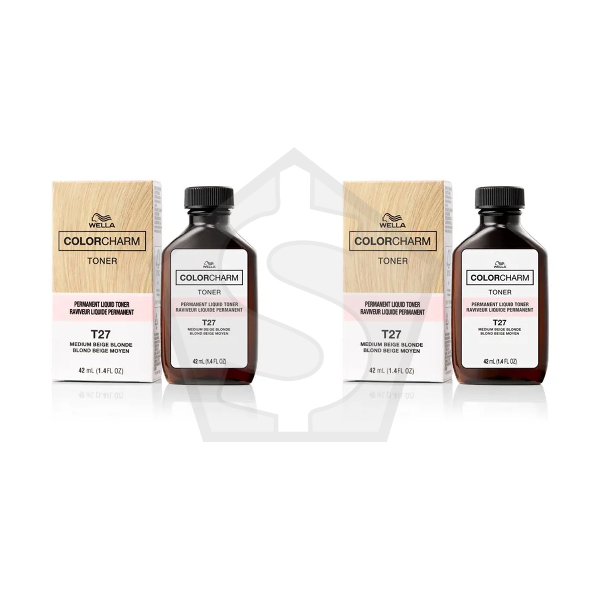 WELLA Color Charm Permanent Liquid Hair color (1.42oz) - T27 Medium Beige Blone - Pack of 2