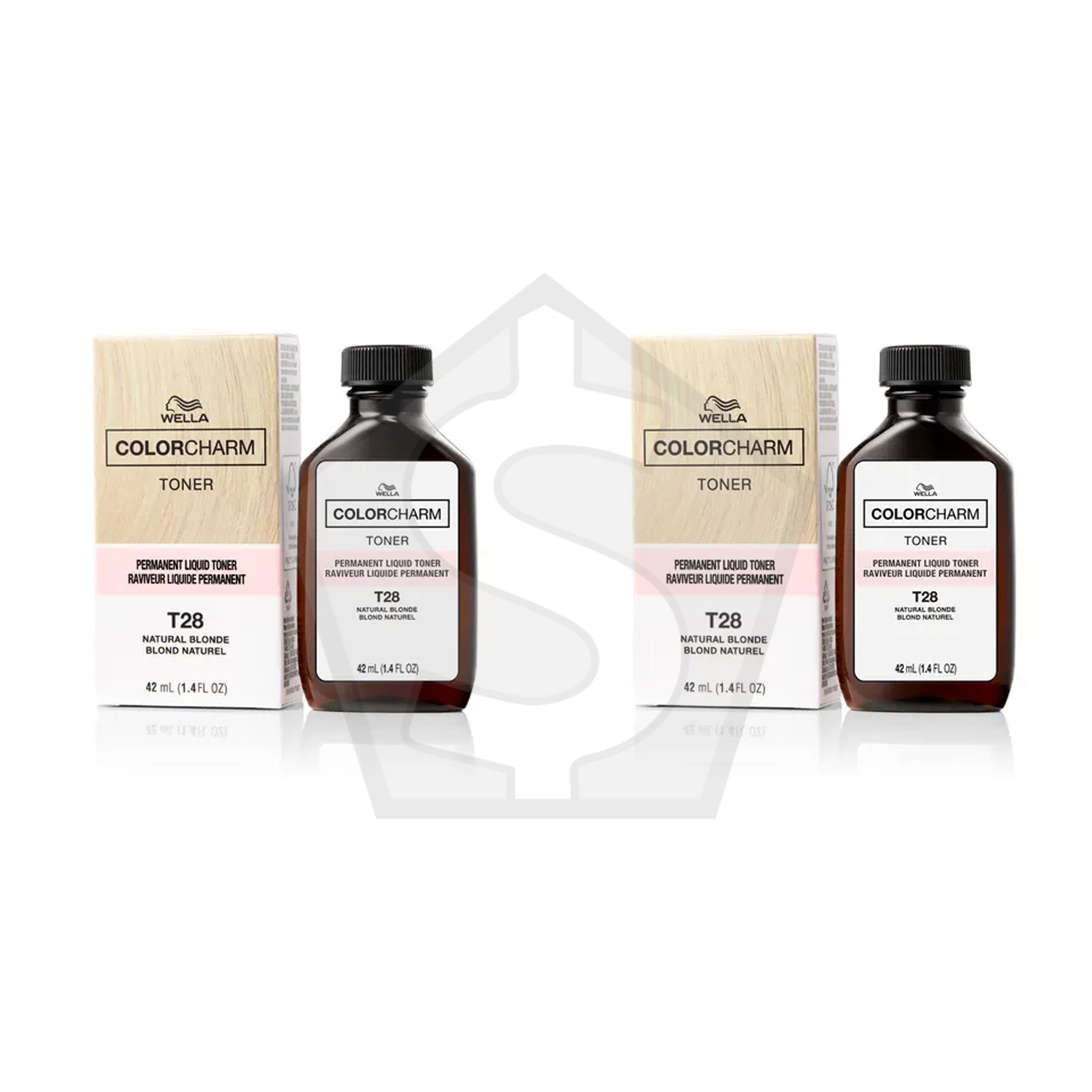 Bundle of 2 - WELLA Color Charm Permanent Liquid Hair color (1.42oz) - T28 Natural Blonde