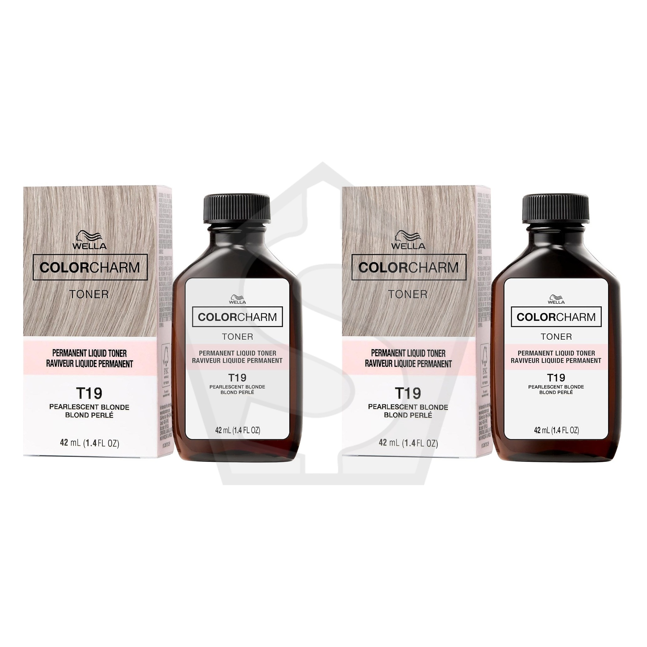 Bundle of 2 - WELLA Color Charm Permanent Liquid Hair color (1.42oz) - Toner T19