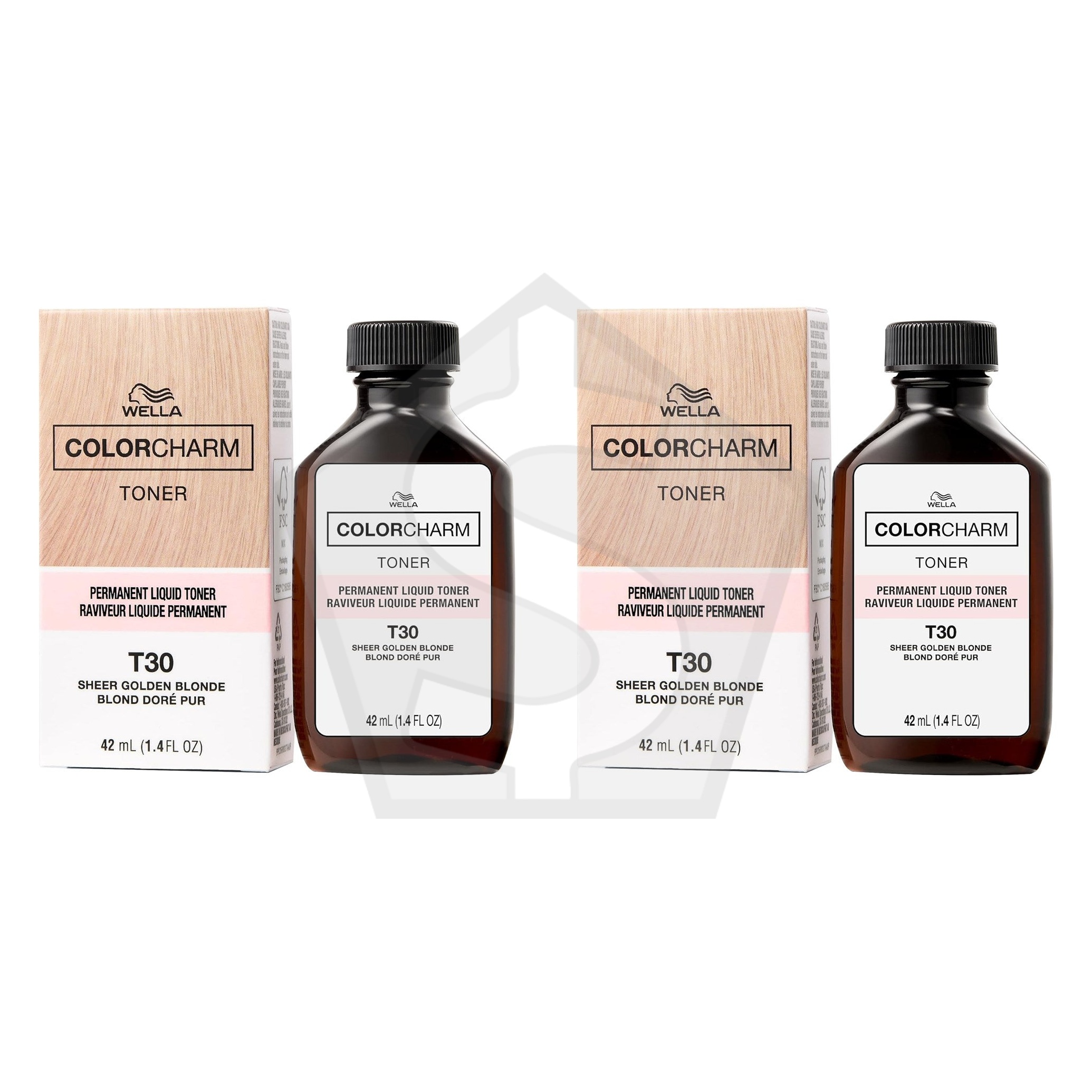 Bundle of 2 - WELLA Color Charm Permanent Liquid Hair color (1.42oz) - Toner T30