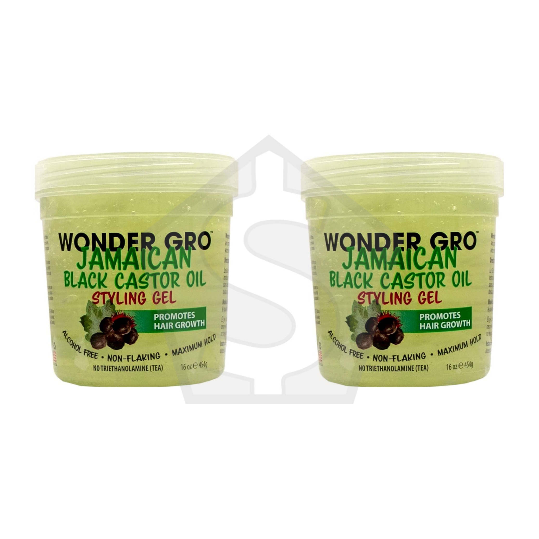 WONDER GRO Hair Styling Gel (16oz) - Jamaican Black Castor Oil - Pack of 2