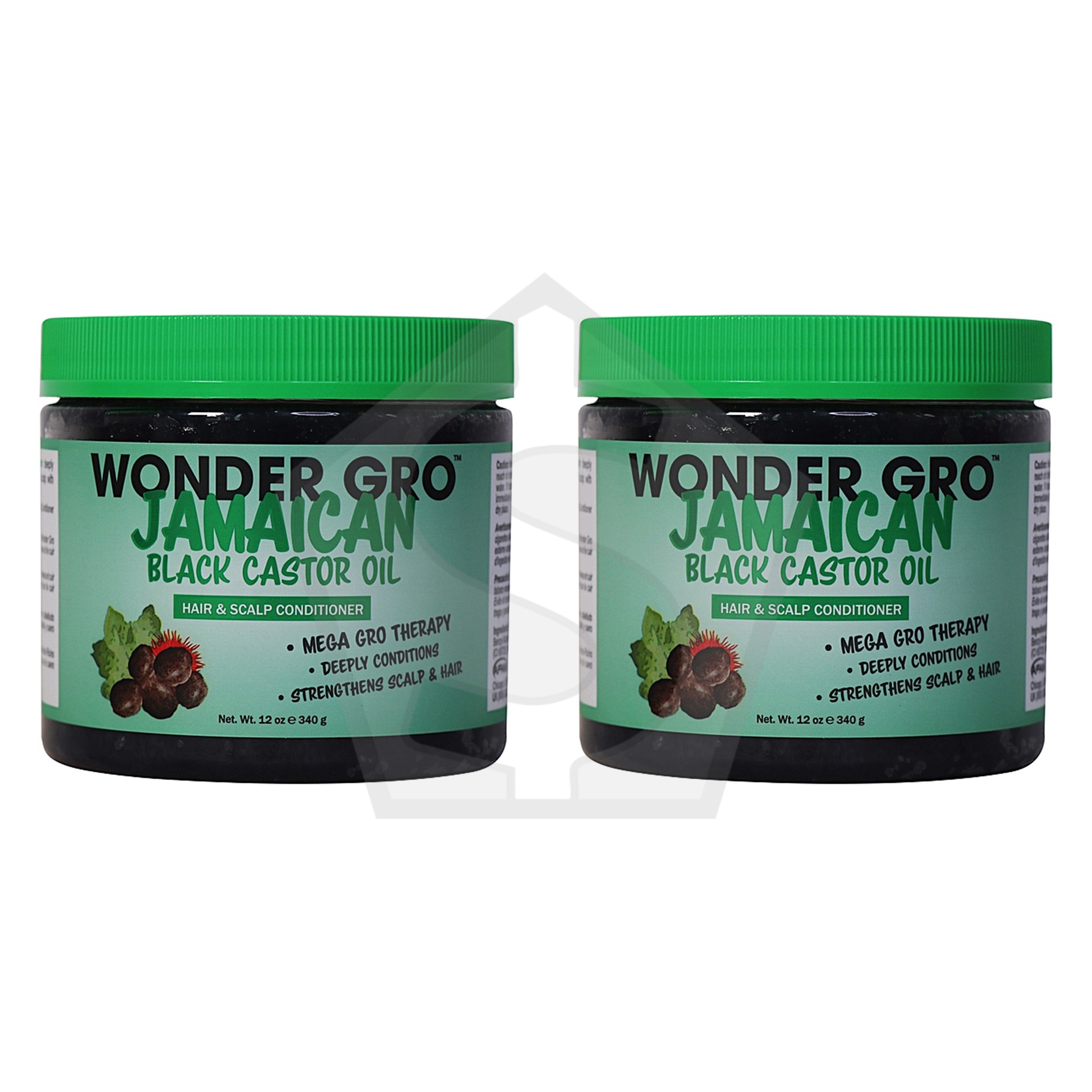 Bundle of 2 - WONDER GRO Jamaican Black Castor Hair & Scalp Conditioner (12oz)