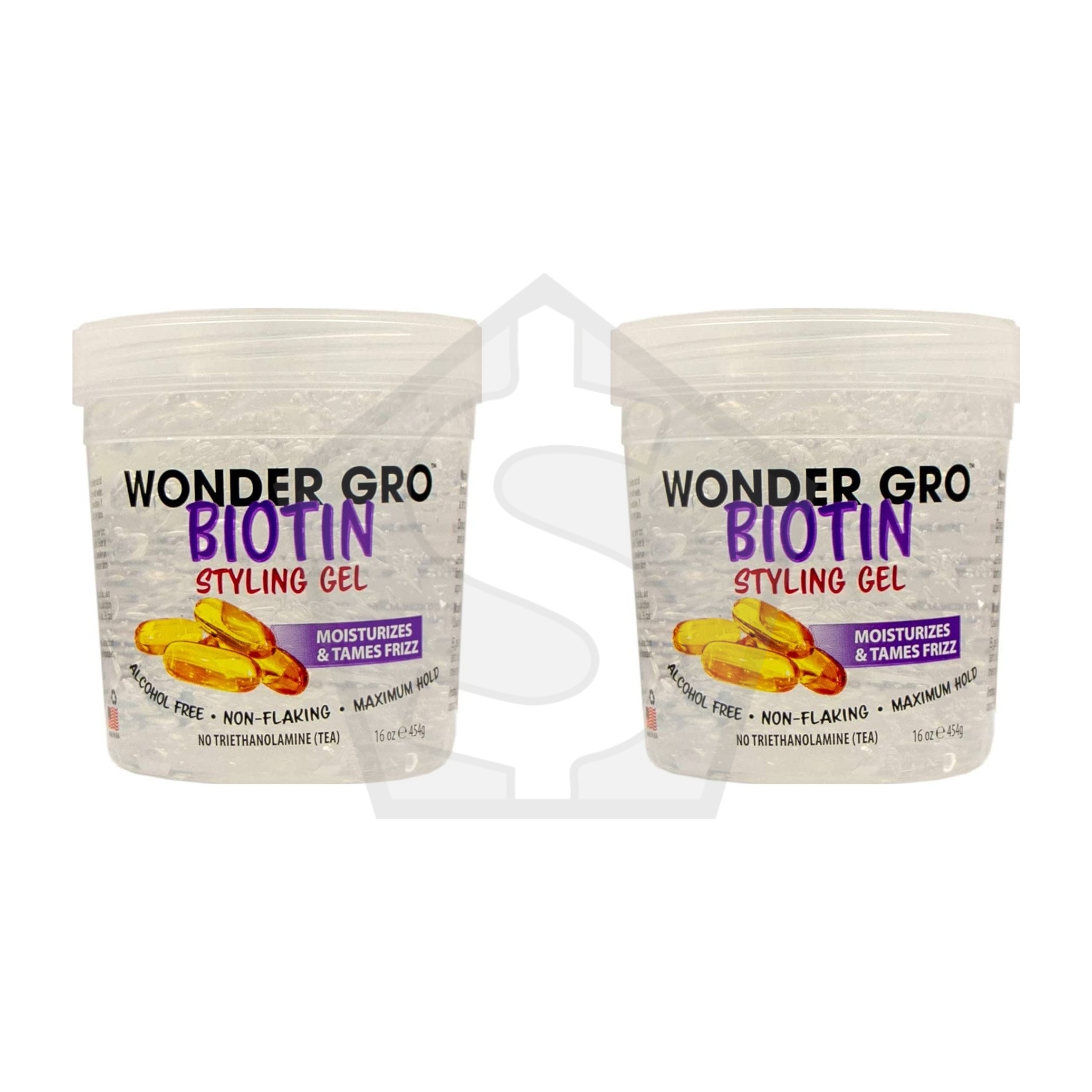 WONDER GRO Hair Styling Gel (16oz) - Biotin - Pack of 2