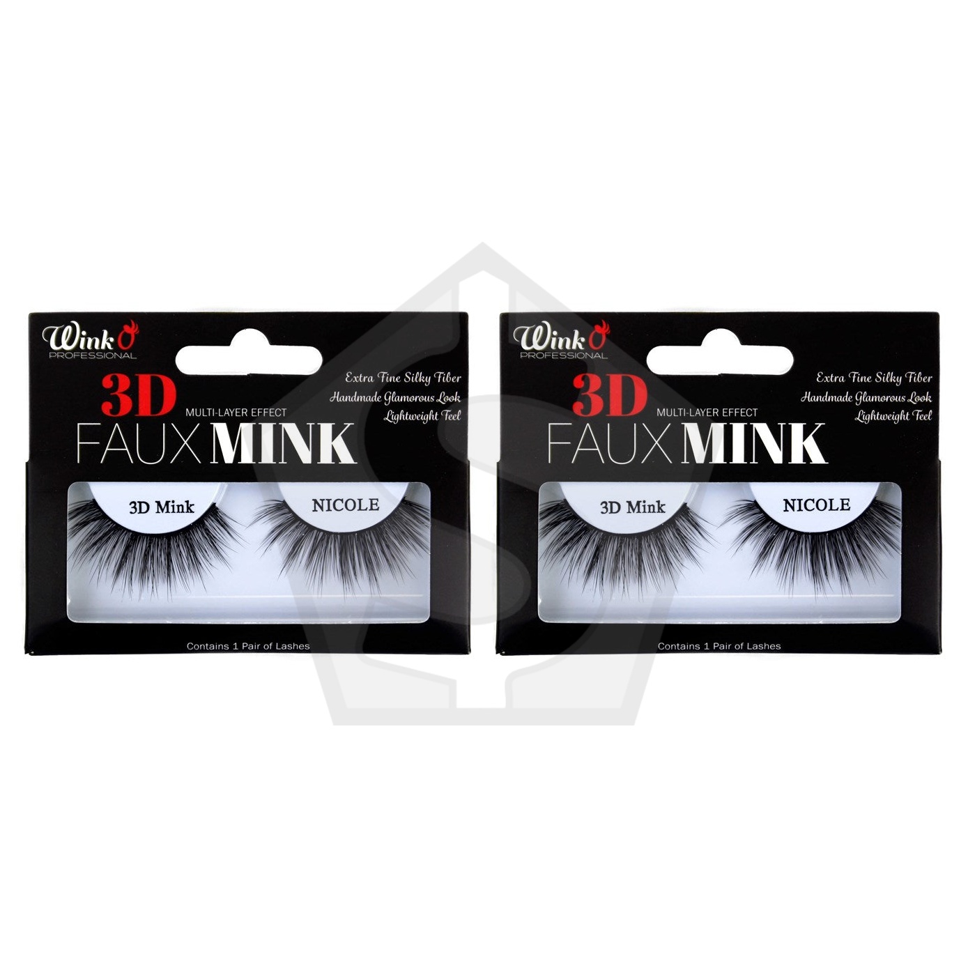 WINK O 3D Faux Mink Multi-Layer Effect Eyelash - Nicole - Pack of 2