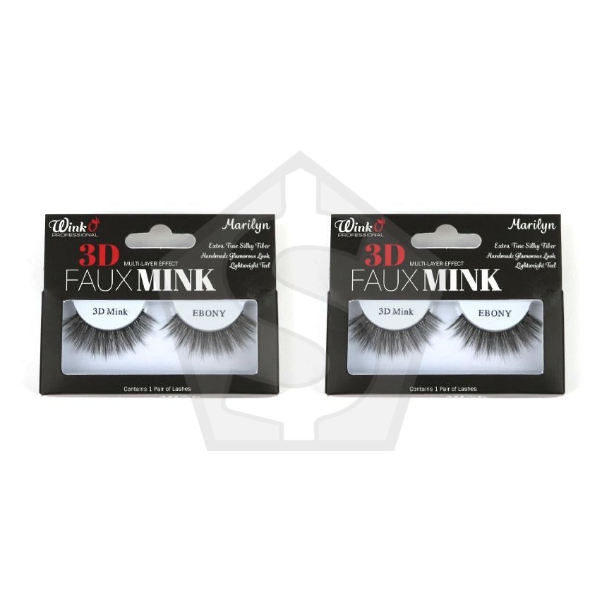 WINK O 3D Faux Mink Multi-Layer Effect Eyelash - Ebony - Pack of 2