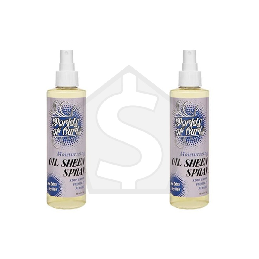 WORLDS OF CURLS Moisturizing Oil Sheen Spray (8oz) - Extra Dry Hair - Pack of 2