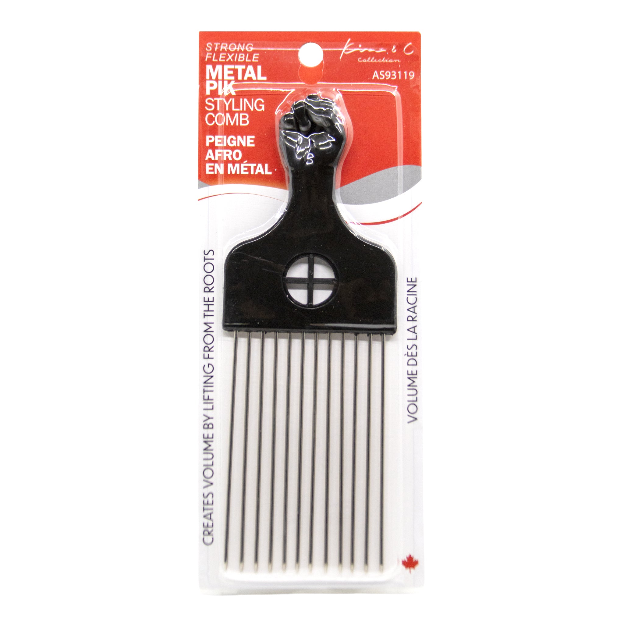 KIM & C Metal Pik Styling Comb - Rectangle / Long