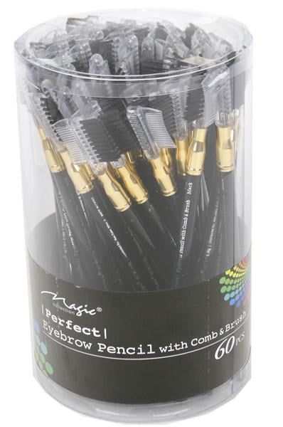 MAGIC COLLECTION Eyebrow Pencil with Comb & Brush (60pcs/jar) - Black