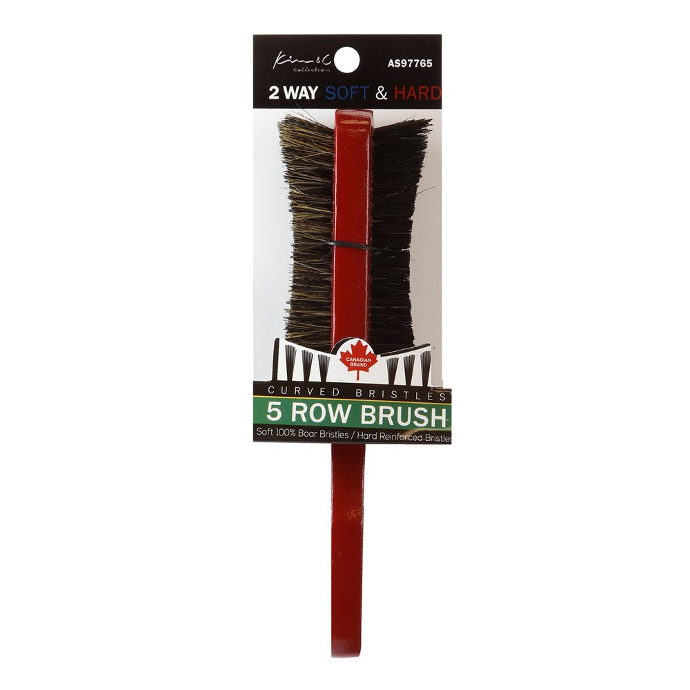 KIM & C Curved Brush Premium Boar Brush - Soft and Hard / 5 Row
