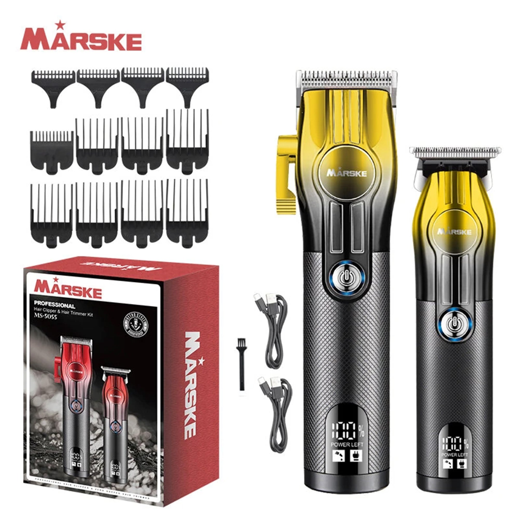 MARSKE Professional Wireless Clipper and Trimmer Kit - Gold