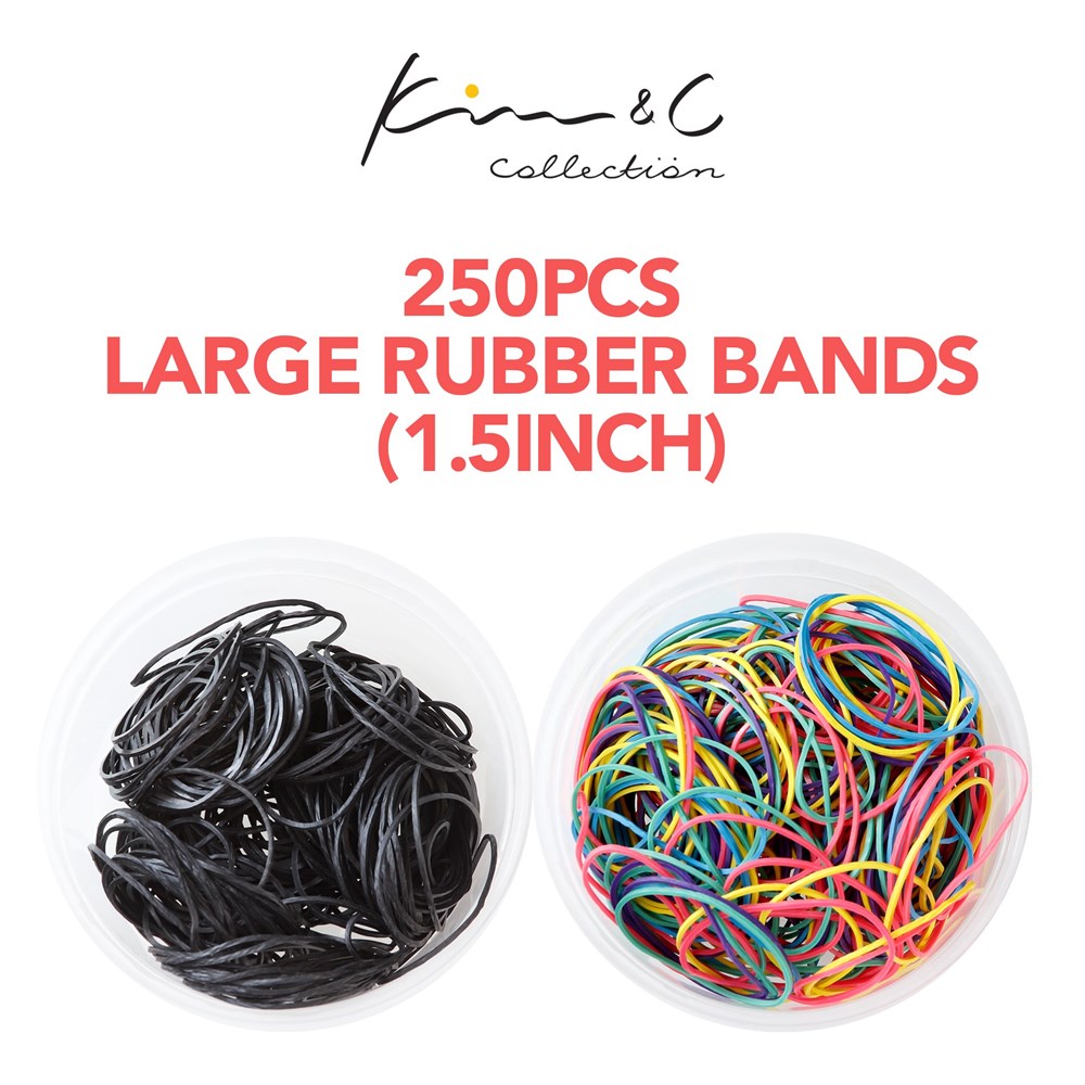 KIM & C 250pcs Large Rubber Bands (1.5inch) - Black