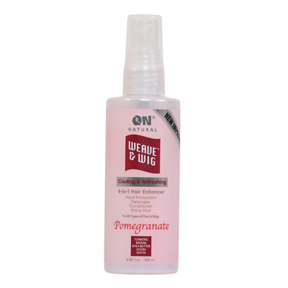 ON NATURAL Weave & Wig 4-In-1 Hair Enhancer Heat Protectant Detangler & Conditioner - Pomegranate / 3.38oz