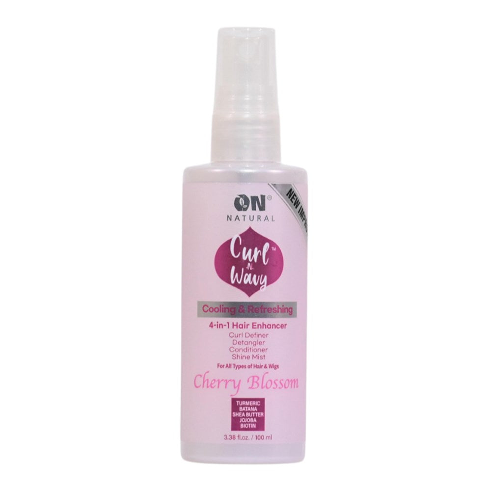 ON NATURAL Curl & Wavy Cherry Bossom 4-In-1 Enhancer Conditoner & Detangler - 3.38oz (New Look and Size)