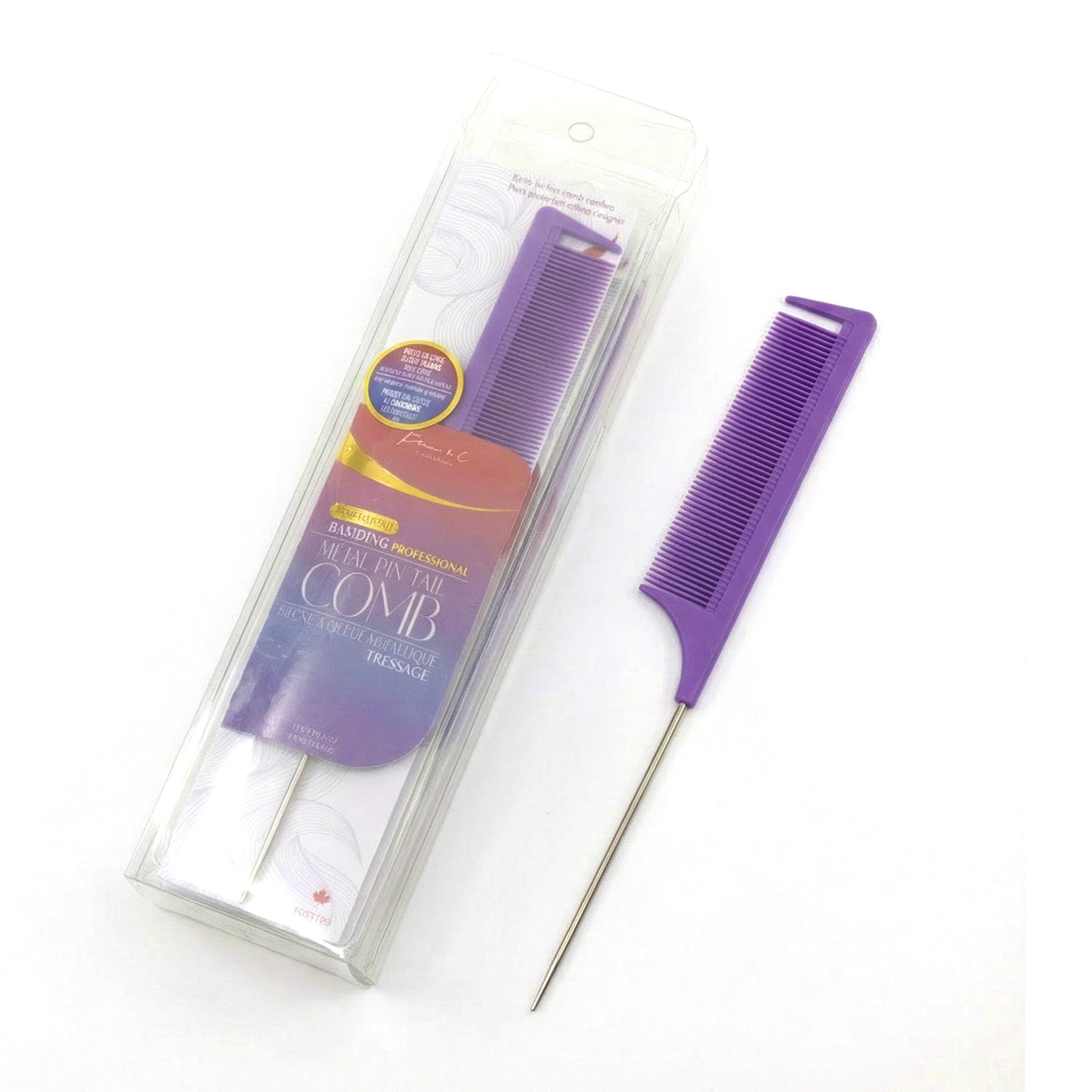 Kim & C Braiding Metal Pintail Carbon Comb - Fine Tooth