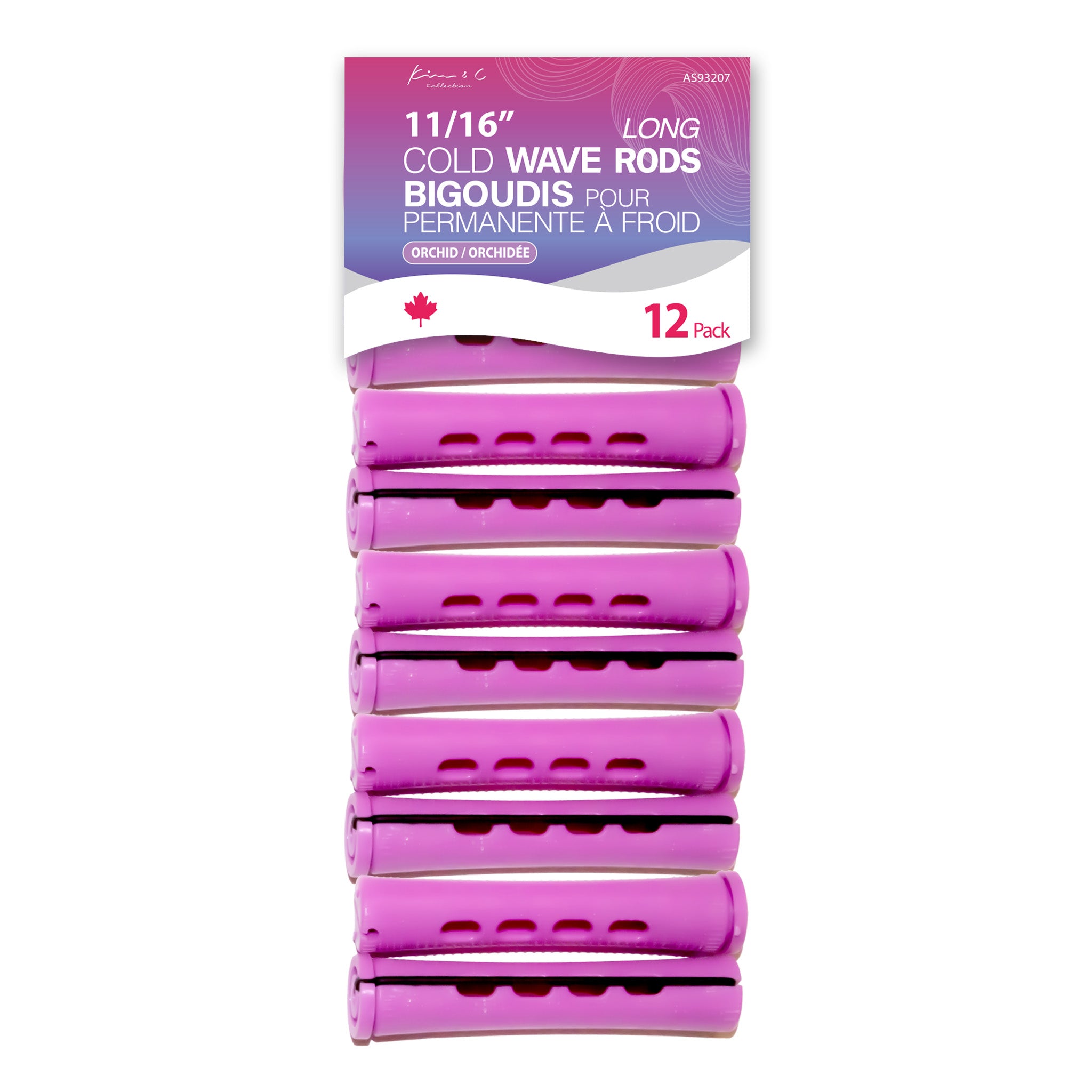 KIM & C Cold Wave Rods - Long 12 Ct / 11/16" Orchid