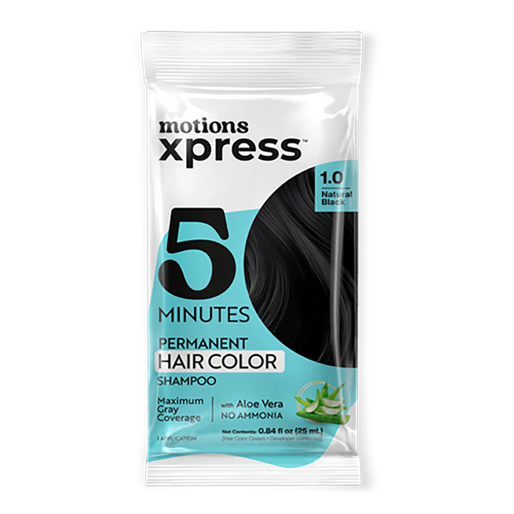 MOTIONS Xpress Permanent Hair Color Shampoo (0.84oz) - Natural Black