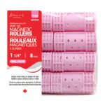 KIM & C Snap-On Magnetic Rollers - X.Large 8 Ct / 1-1/4" Pink