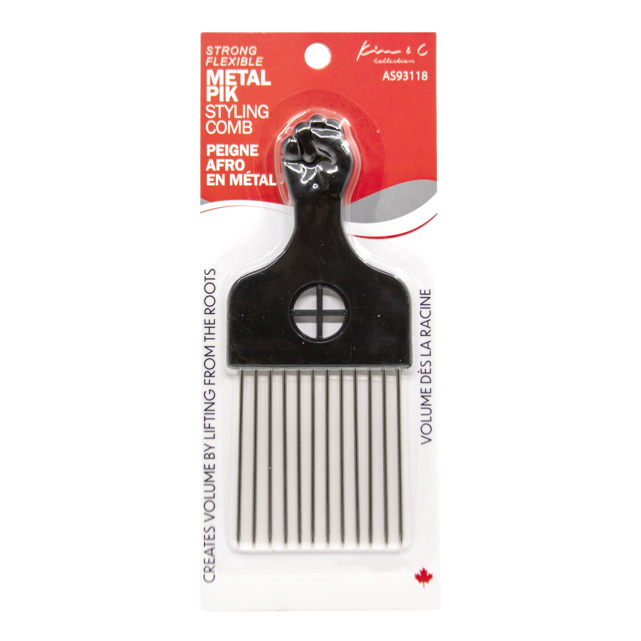 KIM & C Metal Pik Styling Comb - Rectangle / Short