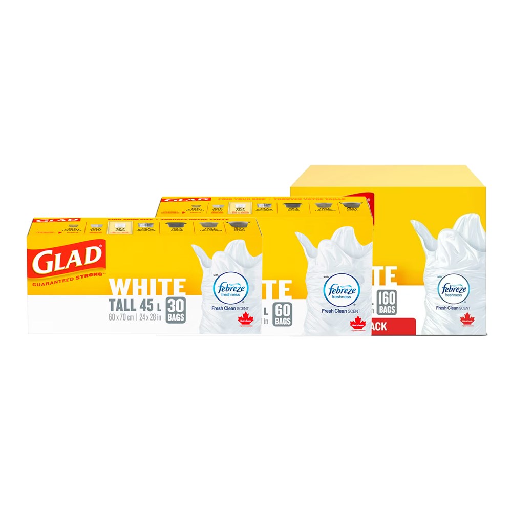 GLAD White Garbage Bag [Tall 45L] - 30 bags / Unscented