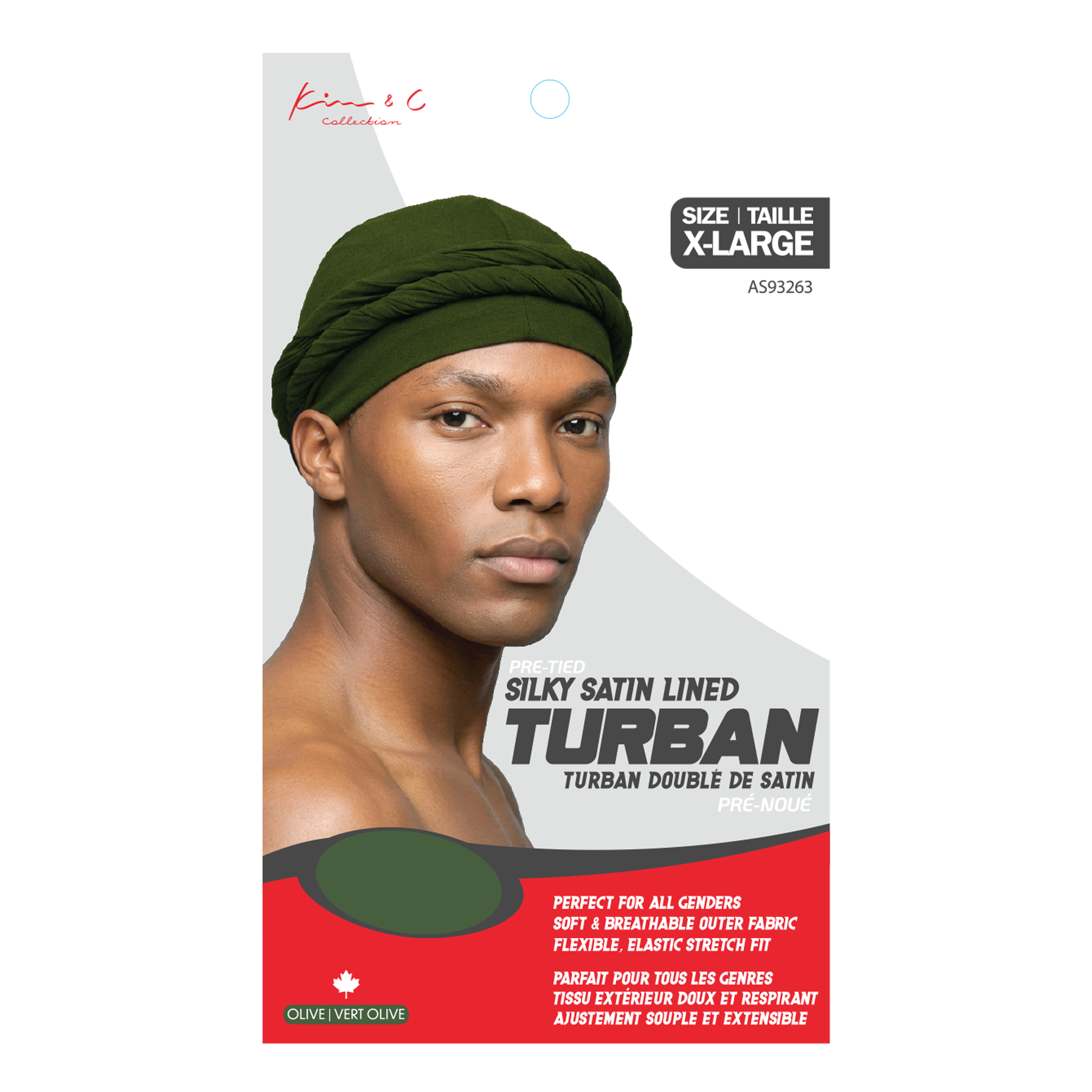 Kim & C Pre-Tied Silky Satin Lined Turban - Olive