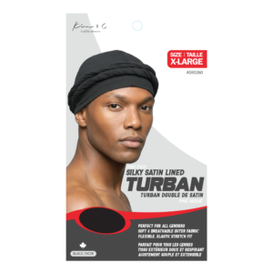 Kim & C Pre-Tied Silky Satin Lined Turban - Black