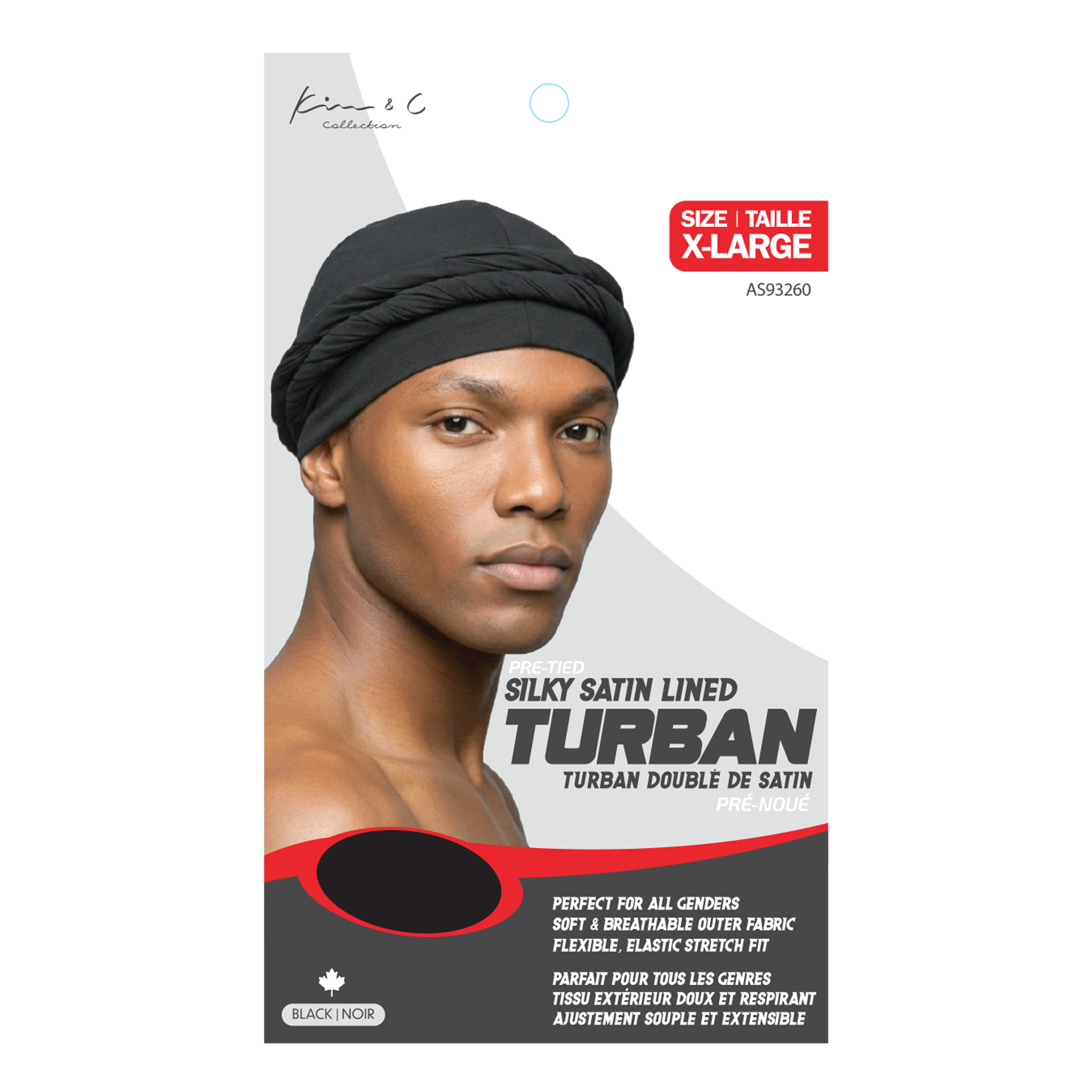 Kim & C Pre-Tied Silky Satin Lined Turban - Black