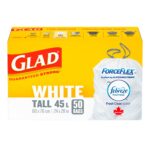 GLAD White Garbage Bag Force Flex Drawstring - Tall (50 Bags)