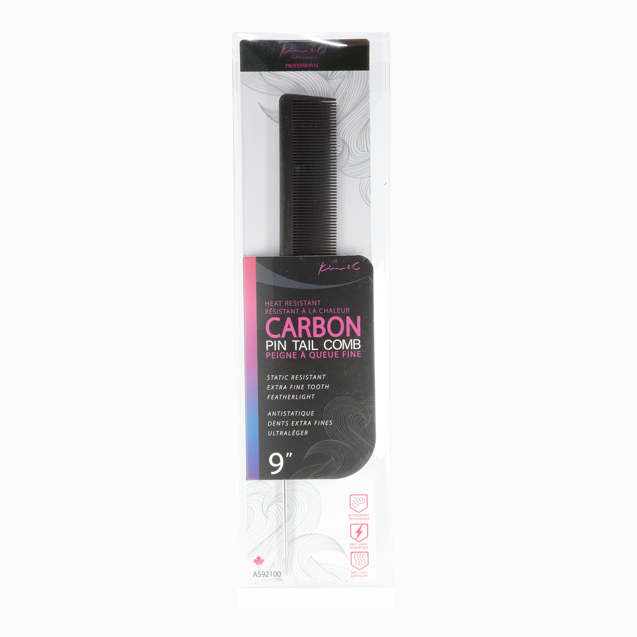Kim & C Carbon Pin Tail Comb 9inch