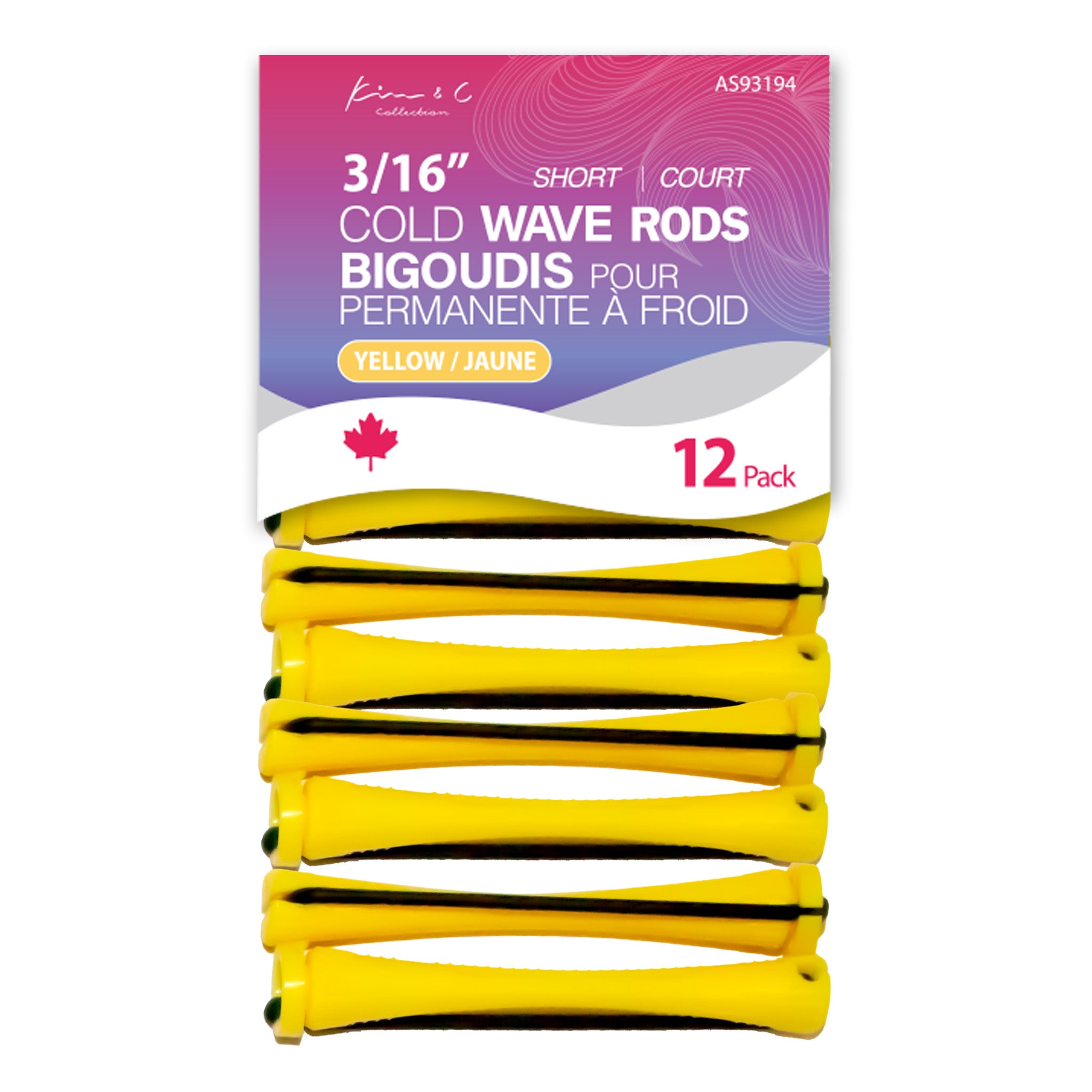 KIM & C Cold Wave Rods - Short 12 Ct / 3/16" Yellow