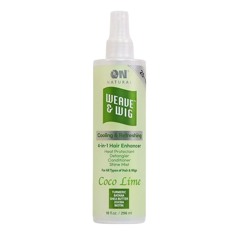 ON NATURAL Weave & Wig 4-In-1 Hair Enhancer Heat Protectant Detangler & Conditioner - Coco Lime / 10oz