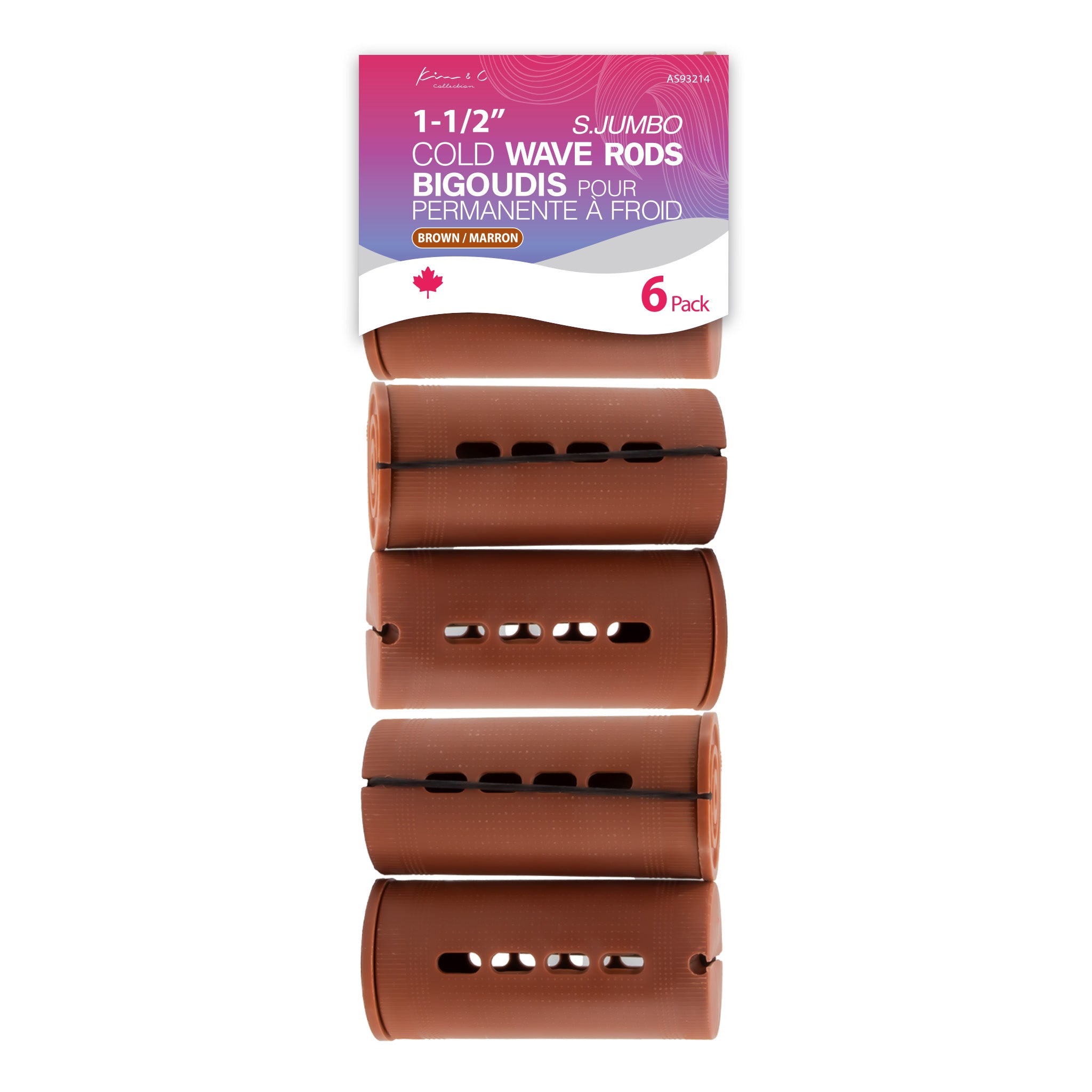 KIM & C Cold Wave Rods - Super Jumbo 6 Ct / 1- 1/2" Brown