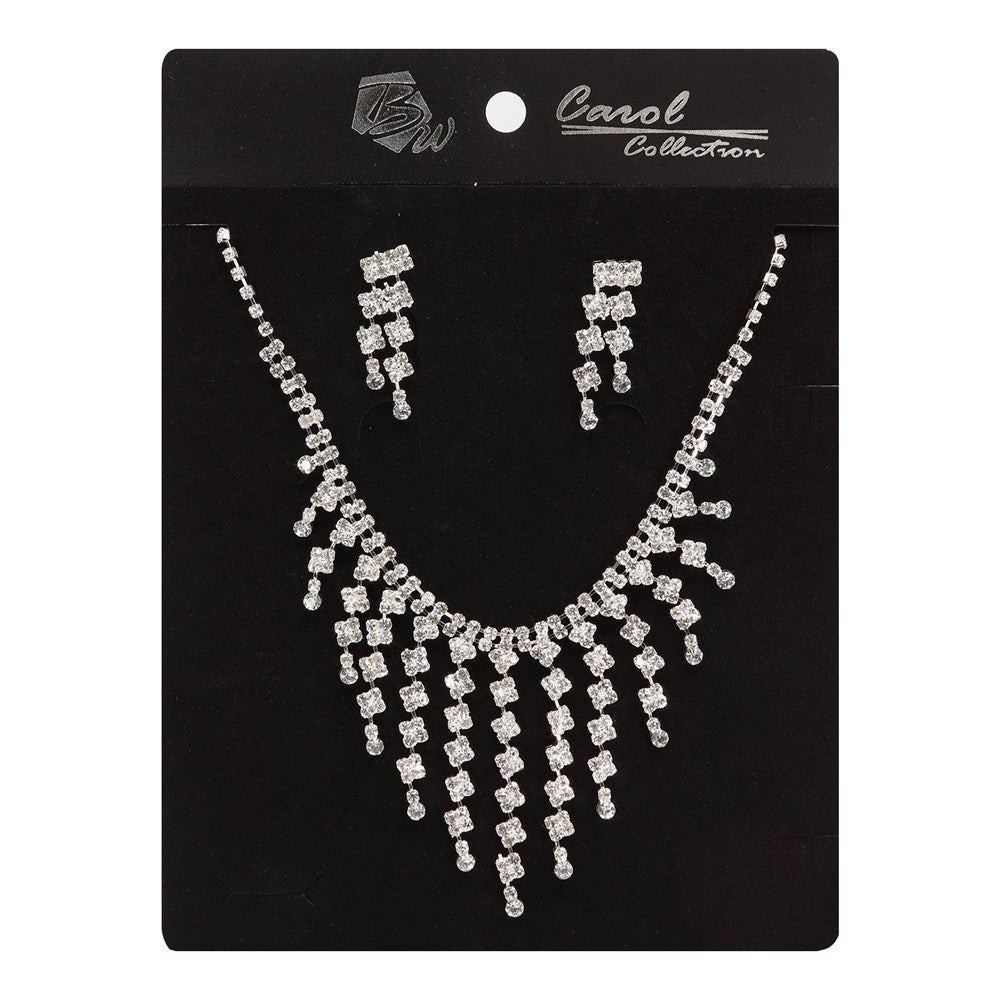 Kim & C Cubic Necklace & Earring Set - 00258 Silver