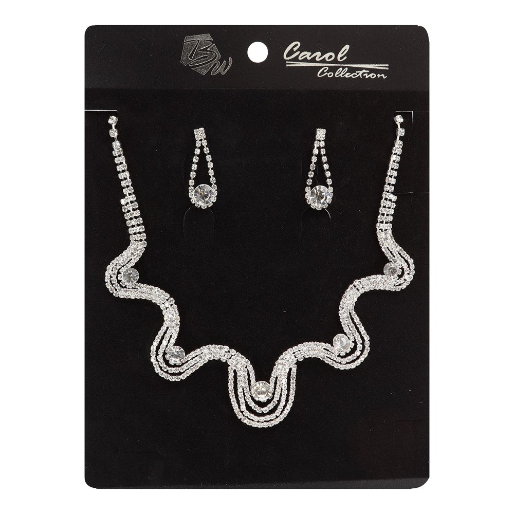 Kim & C Cubic Necklace & Earring Set - 00282 Silver