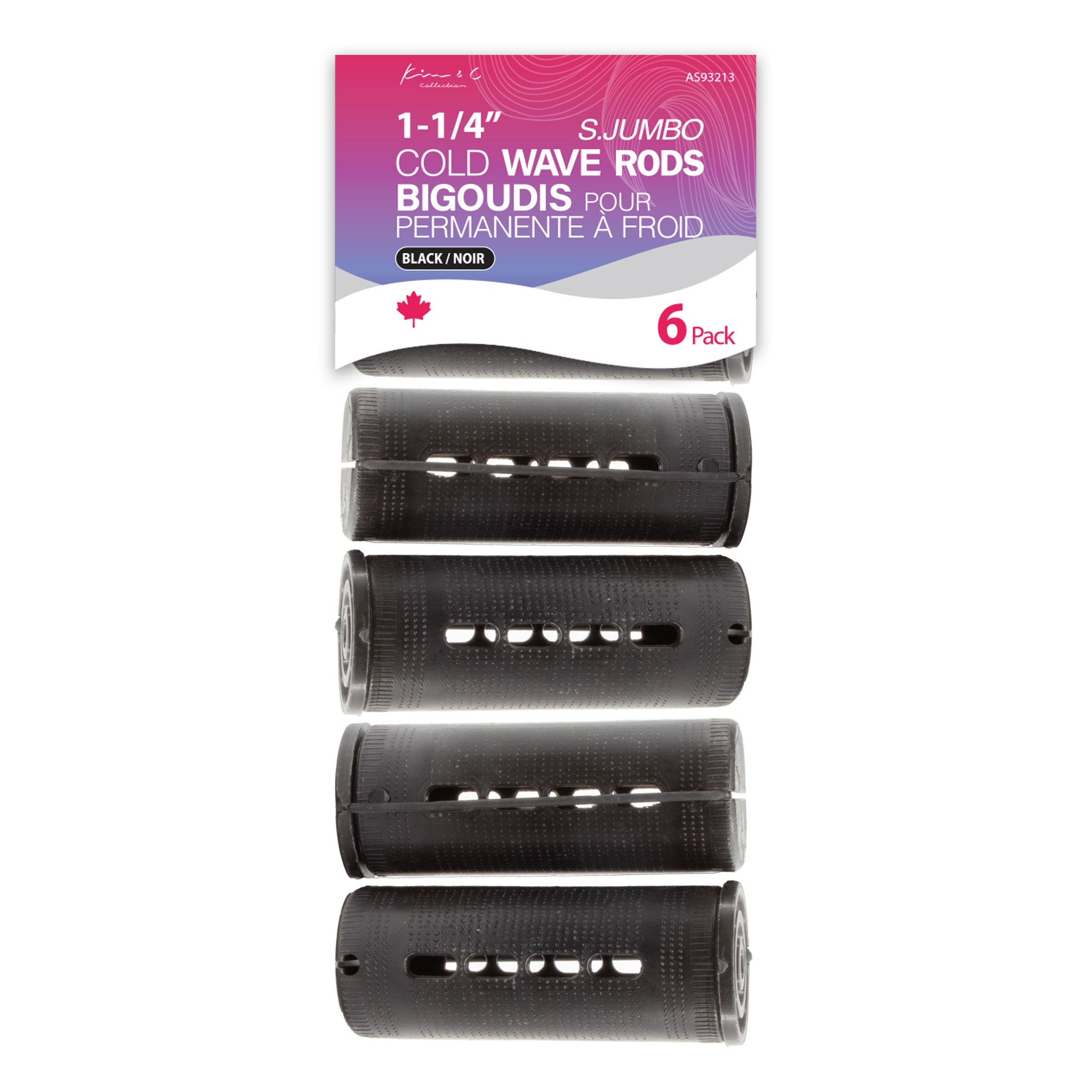KIM & C Cold Wave Rods - Super Jumbo 6 Ct / 1-1/4" Black