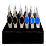KIM & C Square Tip Tweezer with Rubber Grip (24pcs/display) - Black and Blue