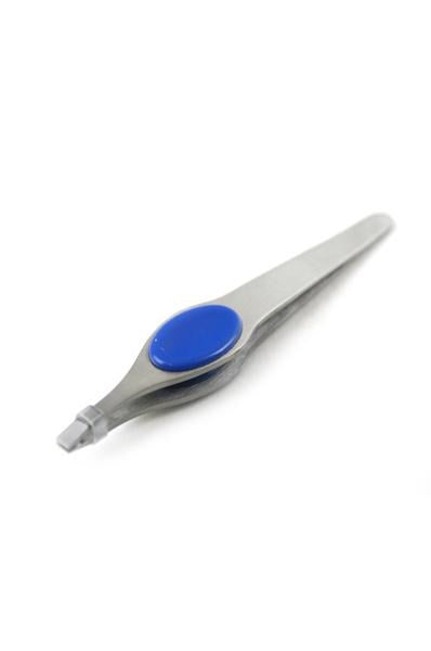KIM & C Square Tip Tweezer with Rubber Grip (24pcs/display) - Blue