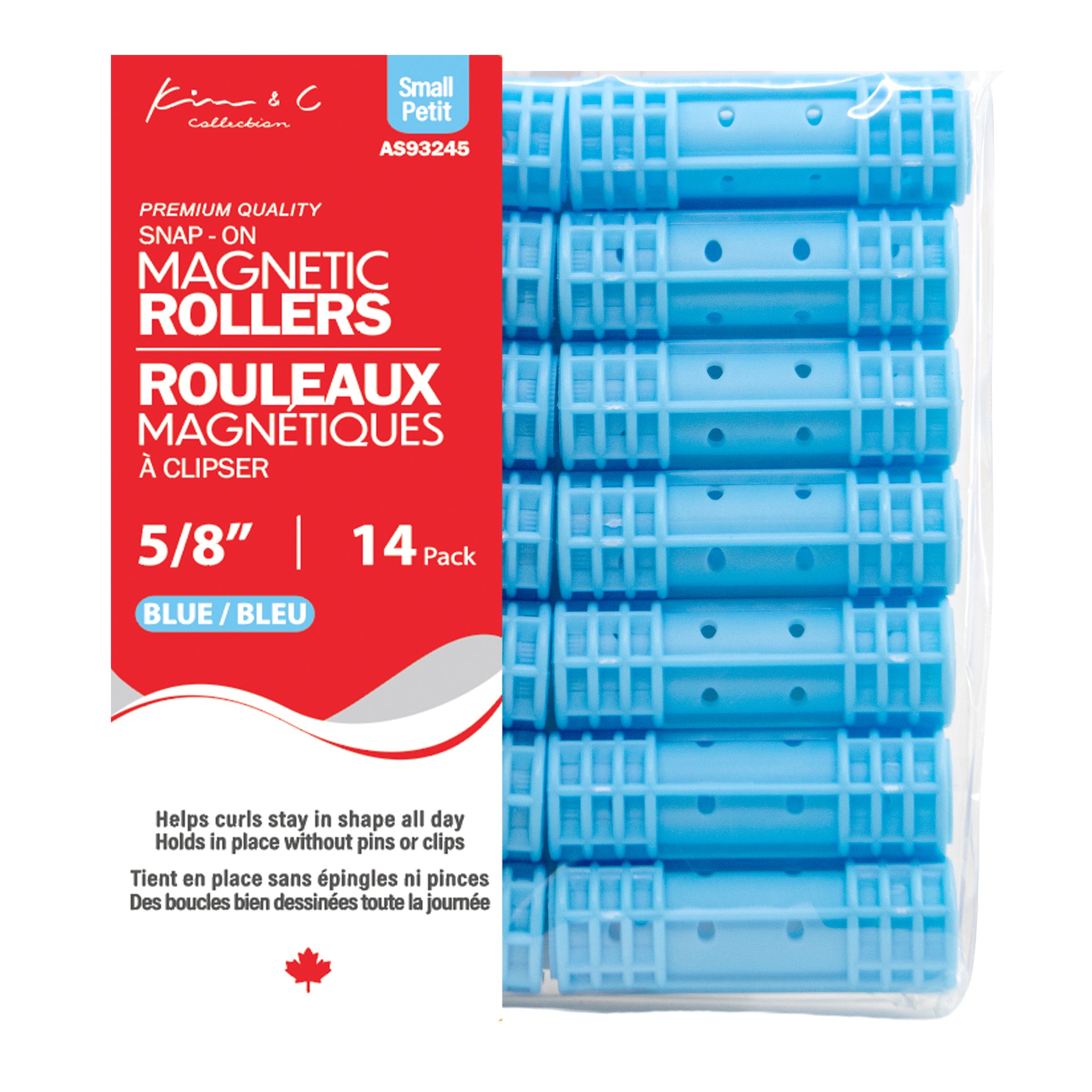 KIM & C Snap-On Magnetic Rollers - Small 14 Ct / 5/8" Blue