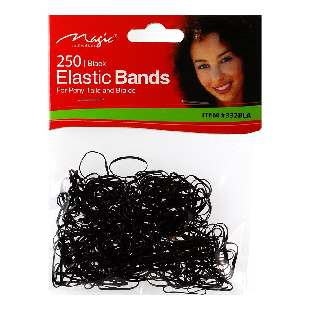 MAGIC COLLECTION 250 Elastic Ponytailers - Black