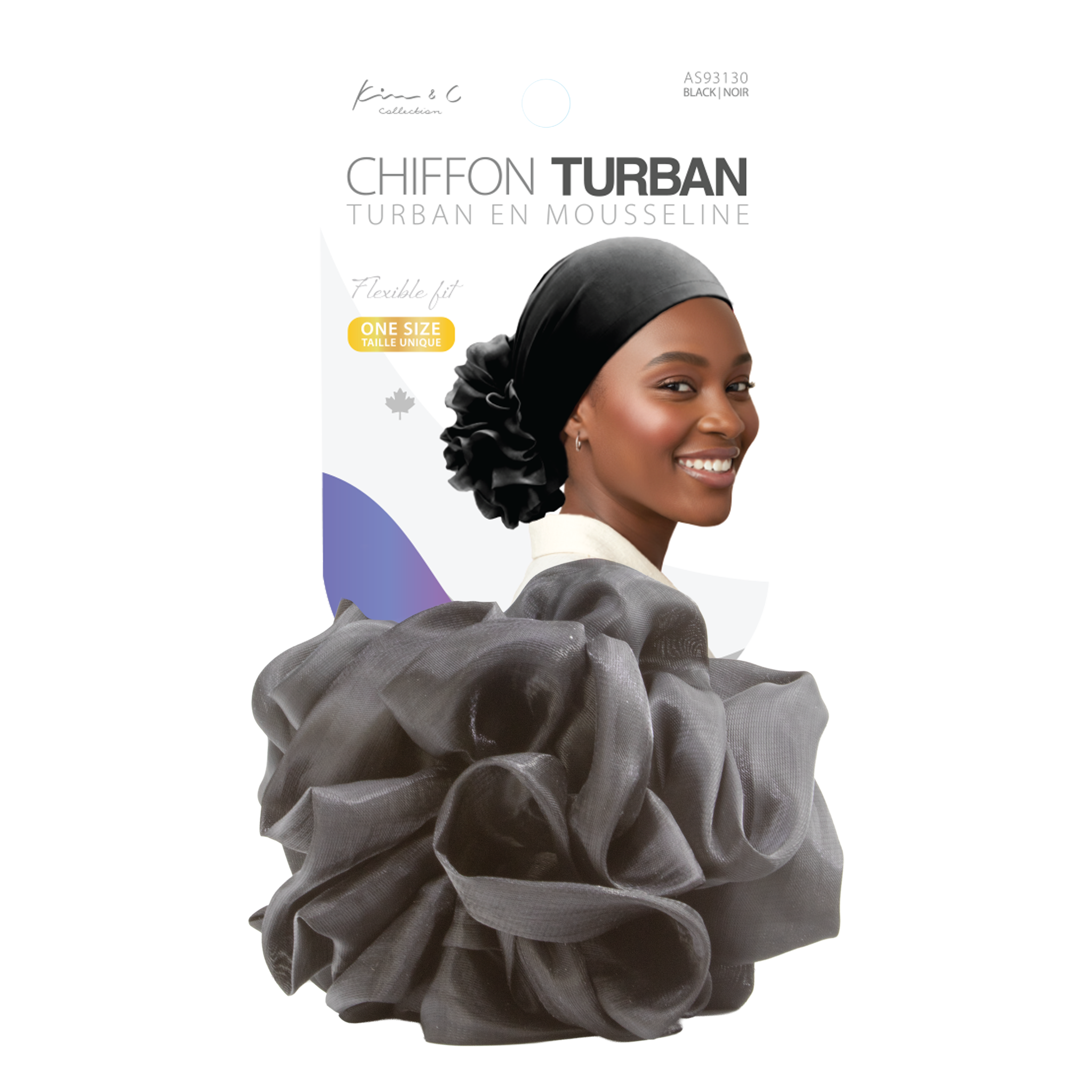 Kim & C Premium chiffon Turban - Black