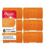ANNIE Snap-On Magnetic Rollers - Orange / Jumbo (1 1/2" Diameter) 6ct