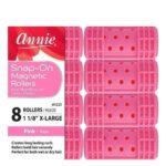 ANNIE Snap-On Magnetic Rollers - Pink / X-Large (1 1/8" Diameter) 8ct