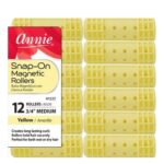 ANNIE Snap-On Magnetic Rollers - Yellow / Medium (3/4" Diameter) 12ct