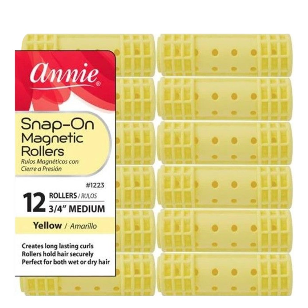 ANNIE Snap-On Magnetic Rollers - Yellow / Medium (3/4" Diameter) 12ct