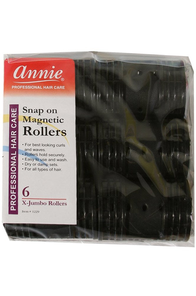 ANNIE Snap-On Magnetic Rollers - Black / X-Jumbo (1 3/4" Diameter) 6ct
