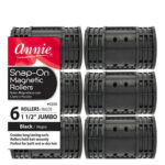 ANNIE Snap-On Magnetic Rollers - Black / Jumbo (1 1/2" Diameter) 6ct