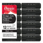 ANNIE Snap-On Magnetic Rollers - Black / Medium (3/4" Diameter) 12ct