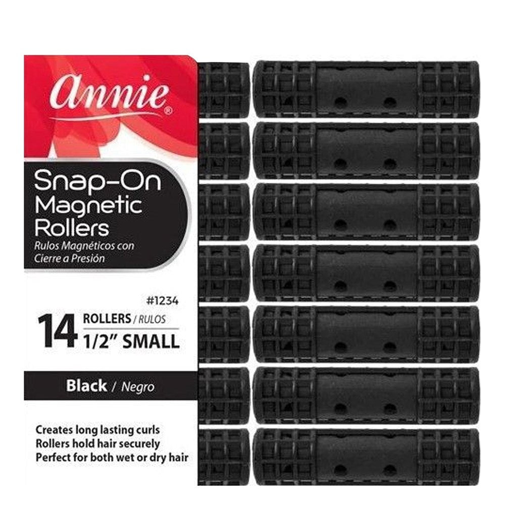 ANNIE Snap-On Magnetic Rollers - Black / Small (1/2" Diameter) 14ct