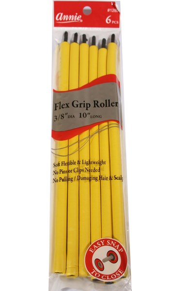 ANNIE Flex Grip Rollers (10inch Long) - 3/8" Diameter 6ct (Yellow)
